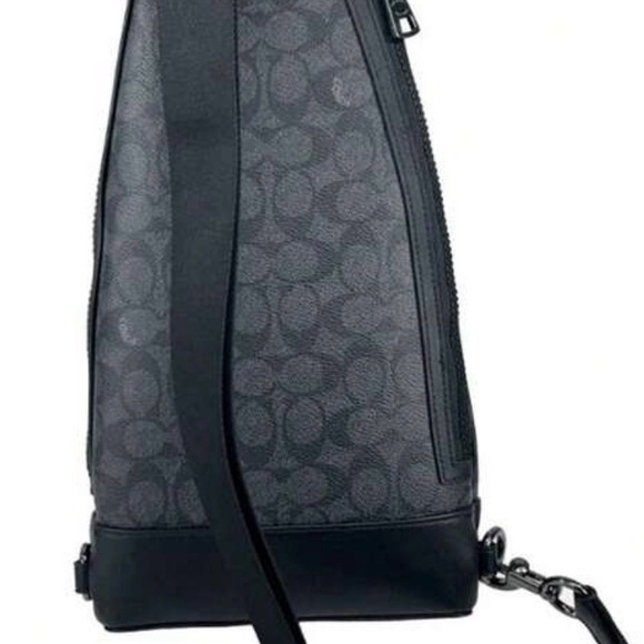 NWT Coach Dominic Sling Leather Black Signature Monogram Bag - Picture 3 of 6